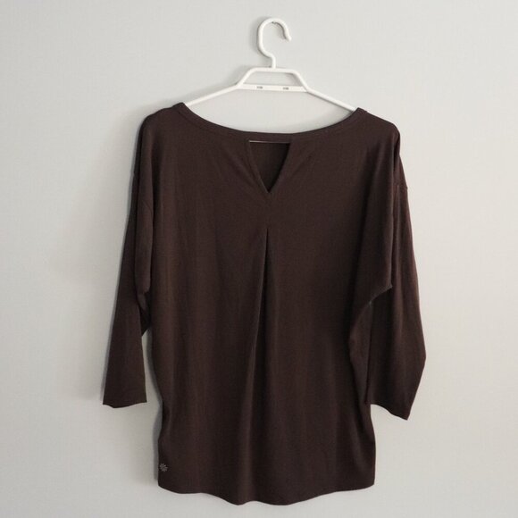 Athleta Women's Brown XXS Ease In Oversized 3/4 Sleeve Activewear Stretch Top - Picture 4 of 15